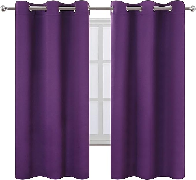 LEMOMO Purple Thermal Blackout Curtains/38 x 63 Inch/Set of 2 Panels Room - Image 2