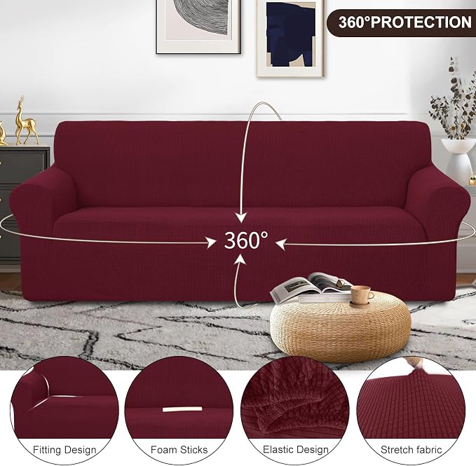 U-NICE HOME 4 Seater Stretch Couch Cover Sofa Cover Washable Sofa Slipcover - Image 3