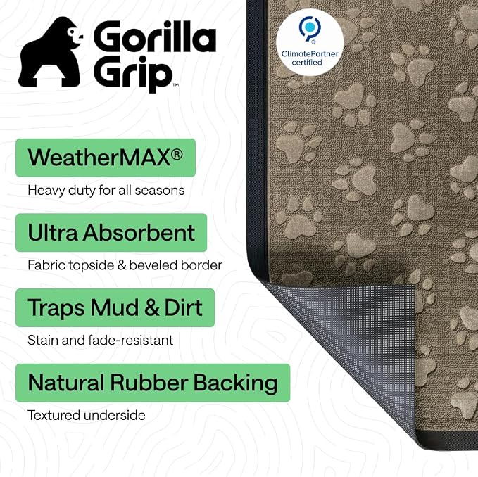 GORILLA GRIP 100% Waterproof All-Season WeatherMAX Doormat US Designed Natural - Image 2