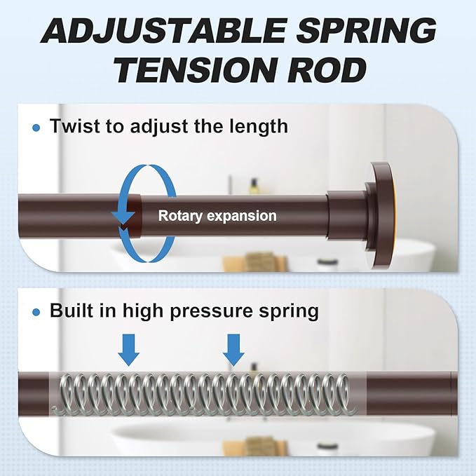 CorkLatta Bronze Shower Curtain Rod 31 to 104 Inch, 1 Inch Diameter Adjustable - Image 2