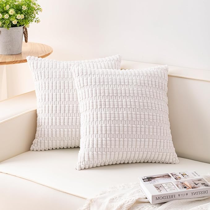 Aegero Pack of 2 Corduroy Decorative Throw Pillow Covers 20x20 Inch by Unknown