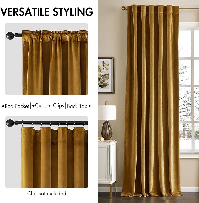 MIULEE Gold Velvet Curtains 84 inches - Image 2