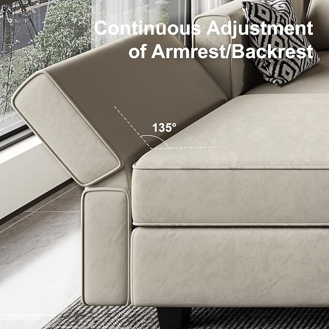 Belffin Modular Sectional Sofa with Double Chaise Velvet U Shaped Sofa Reversible Sectional Couch with Storage Grey