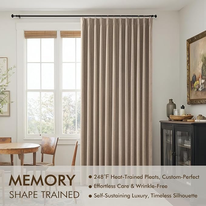 MIULEE Copper Brown Pinch Pleated 100% Blackout Curtains 40x108 Inches | Room - Image 3