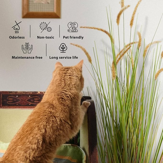 KOL Artificial 5ft 2-Pack Horsetail Reed Grass, 59in Tall Artificial Indoor Outdoor Fake Grass Plant, Home Office Décor Artificial Plants in Pot Faux Plant Greenery, Wedding Decor - Yellow