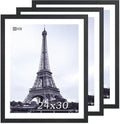 VCK 24x30 Poster Frames Set of 3, Black Solid Wood Picture Frame, Textured Exclusive Gallery Frame - Wall Hanging