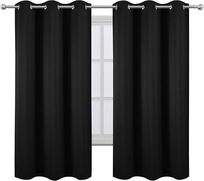 LEMOMO Black Blackout Curtains 34 x 63 Inch Length/Set of 2 Curtain - Image 2