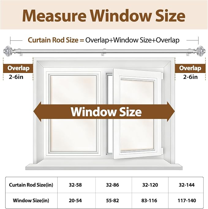 Silver Curtain Rods for Windows 48 to 84 Inch, USFOOK 7/8 inch Telescoping - Image 7