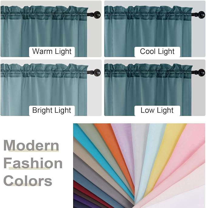 Sheer Dusty Blue Curtains for Bedroom Living Room 63 Inch Length 2 Panels - Image 7