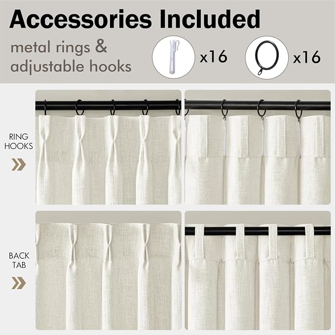 MIULEE Pinch Pleated Thick Linen Curtains 84 Inches Long 2 Panels - Image 8