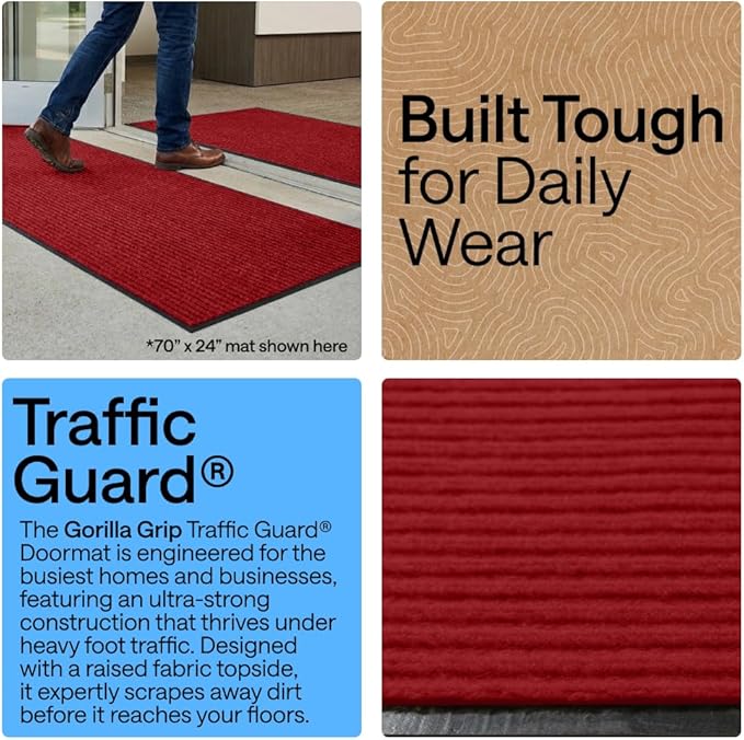 GORILLA GRIP Waterproof Traffic Guard Door Mat, 2 Pack, Indoor Outdoor Durable - Image 3