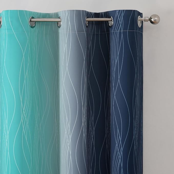Estelar Textiler Teal and Navy Blue Blackout Curtains - Image 4