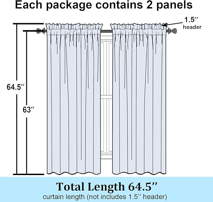 Simplebrand Lime Sheer Curtains 63 Inch Length 2 Panels, Rod Pocket Solid Color - Image 8