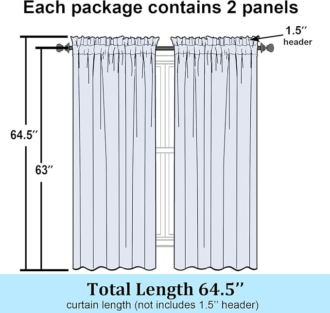 Simplebrand Light Green Sheer Curtains 63 Inch Length 2 Panels, Rod Pocket - Image 8