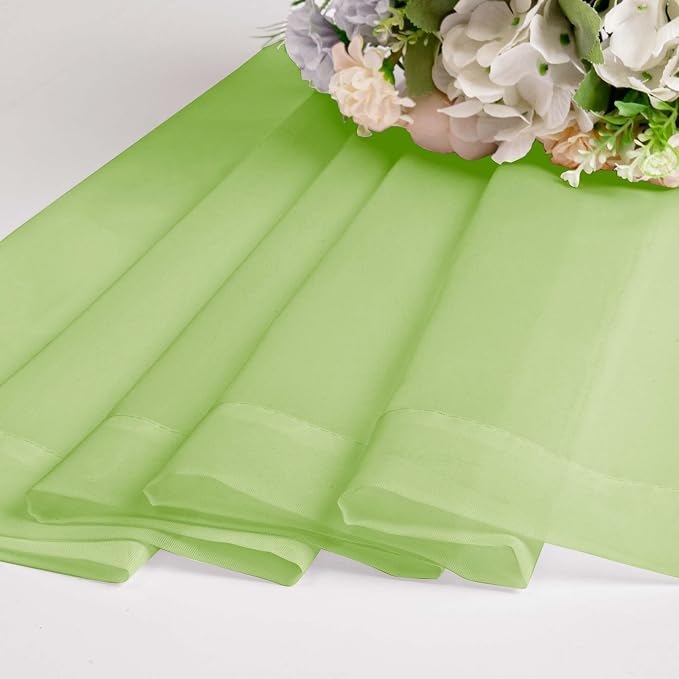 Lime Kitchen Sheer Curtains for Bedroom Living Room 45 Inch Length, Soft Solid - Image 7