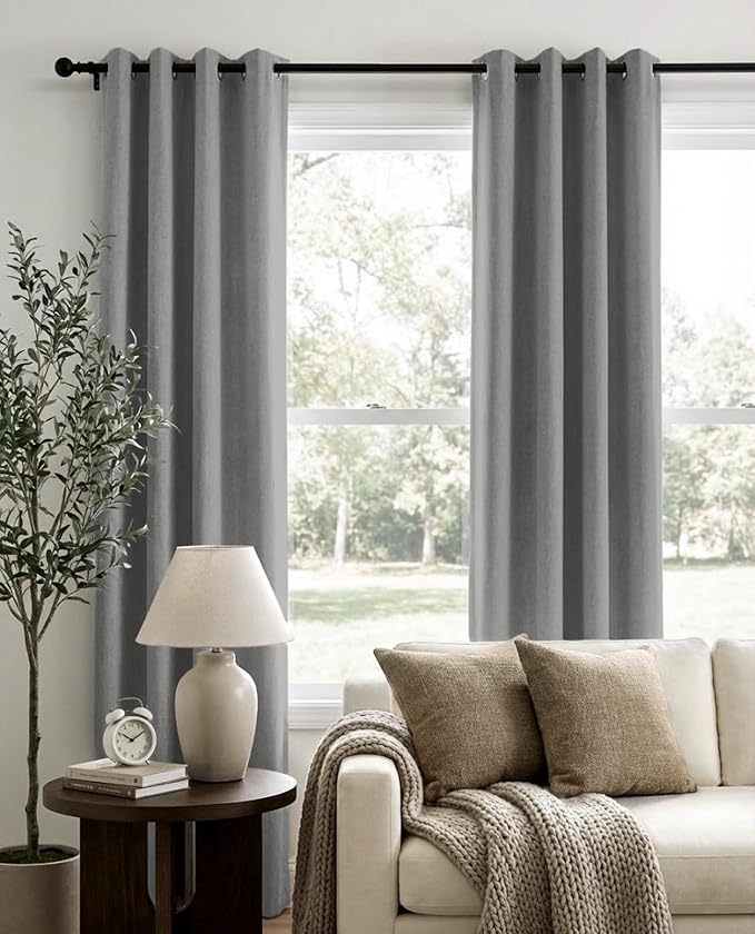 Total Blackout Curtains Faux Linen Textured Thermal Insulated Grommet Singal - Image 2