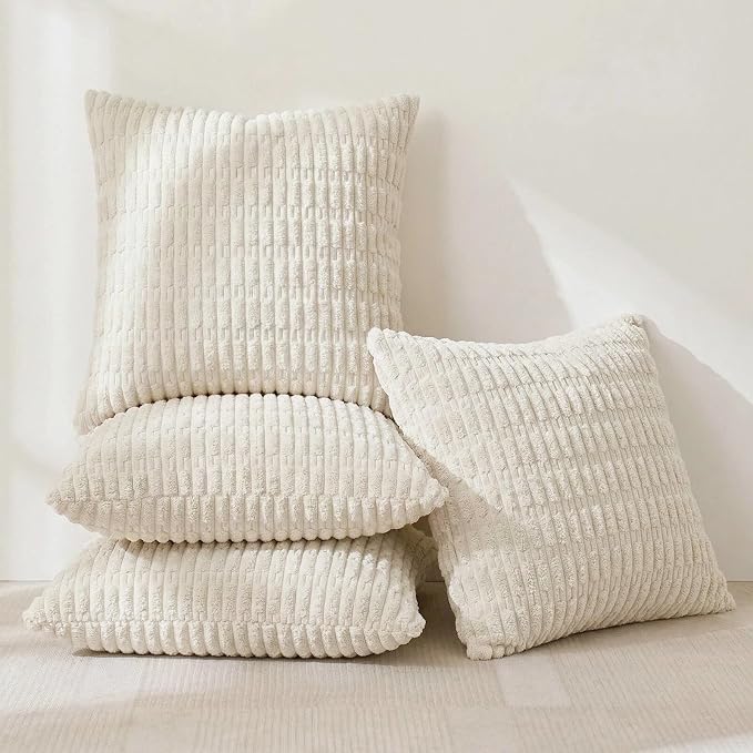 Fancy Homi 4 Packs Boho Cream Decorative Throw Pillow Covers 22x22 Inch - Image 2
