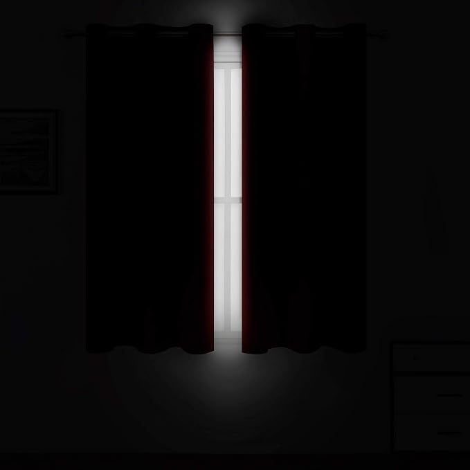 Red Blackout Curtains 34 x 84 Inch Length/Set of 2 Curtain Panels/Thermal - Image 3