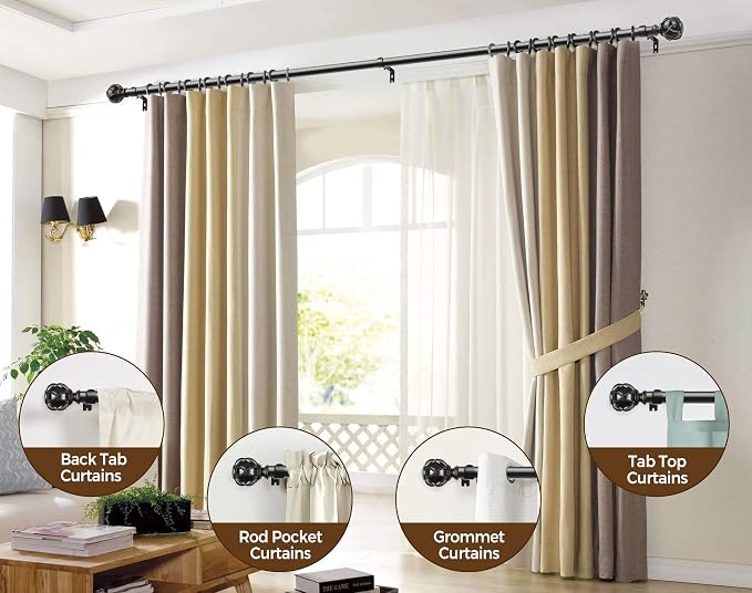 KAMANINA 2 Pack Curtain Rods for Windows 48 to 84 Inch, 7/8 Inch Single - Image 4