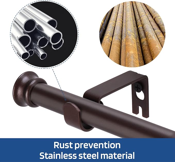 Standard Decorative Window Curtain Rods 30 to 116 Inch, 5/8 Inch Diameter Small - Image 4