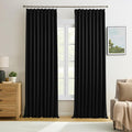 Black Pinch Pleated 60 Inch Wide Curtains 60 x 90, Thermal Insulated Noise by KEQIAOSUOCAI