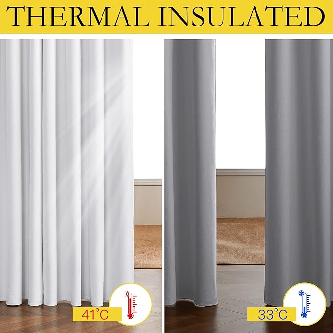 NICETOWN Rod Pocket 100% Blackout Linen Curtains - Image 5