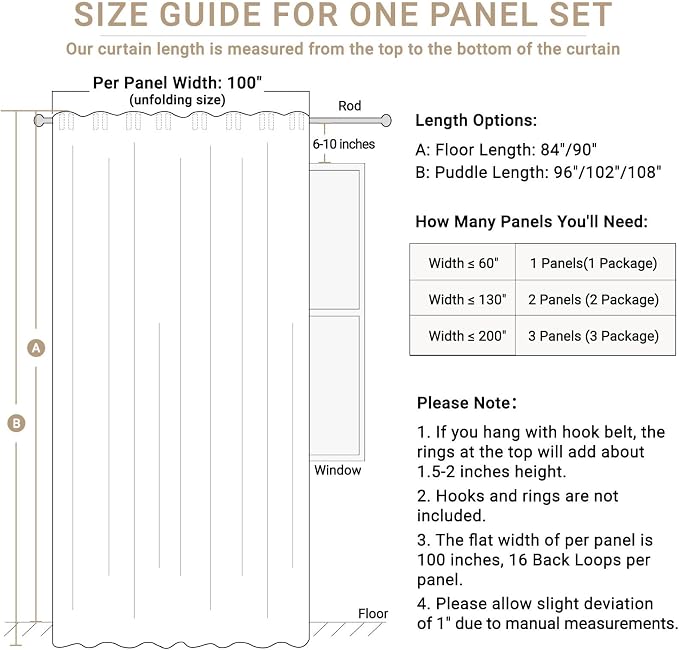 Linen Textured Total Blackout Sliding Door Curtains 108 Inches Long, Thermal - Image 8