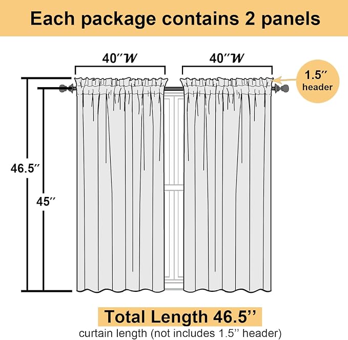 Sage Green Sheer Curtains 45 Inch Long 2 Panels, Short Voile Drapes - Image 4