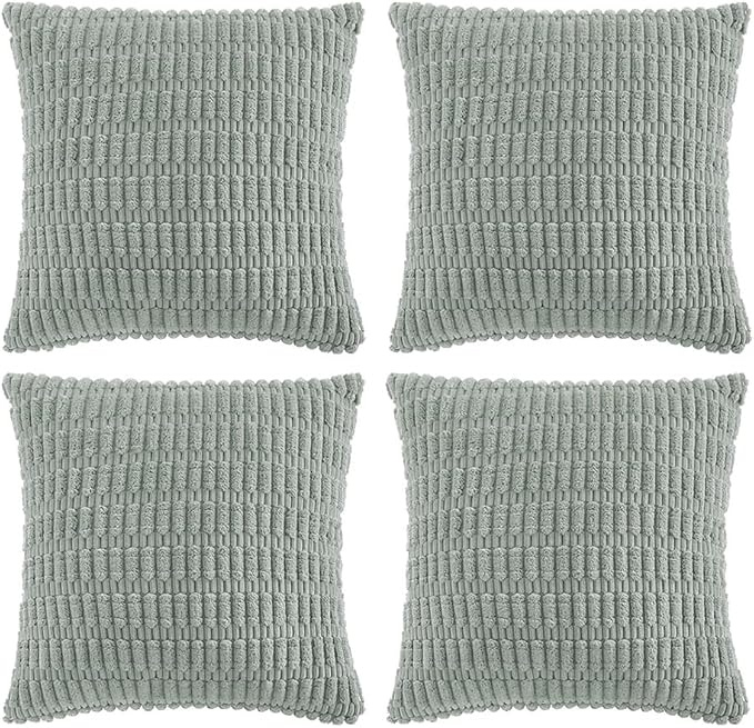 Fancy Homi 4 Packs Grey Blue Euro Decorative Throw Pillow Covers 26x26 Inch by Fancy+Homi