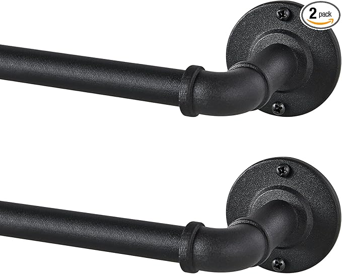 2 Pack Industrial Curtain Rods for Windows 48 to 84 Inches, for Indoor and by JoyUltra