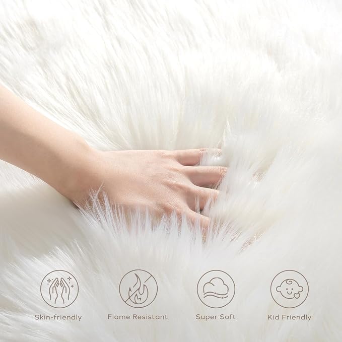 Ashler Faux Fur Rug, Fluffy Shaggy Area Rug Ultra Soft 5 x 7 Feet Rectangle Fur - Image 7