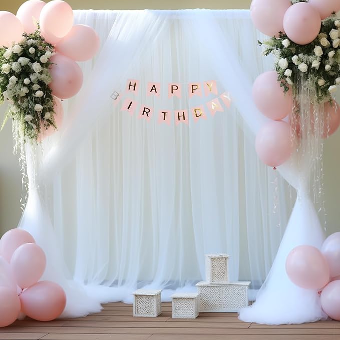 White Tulle Backdrop Curtain for Parties Wedding 10ft x 8ft Sheer Backdrop - Image 4