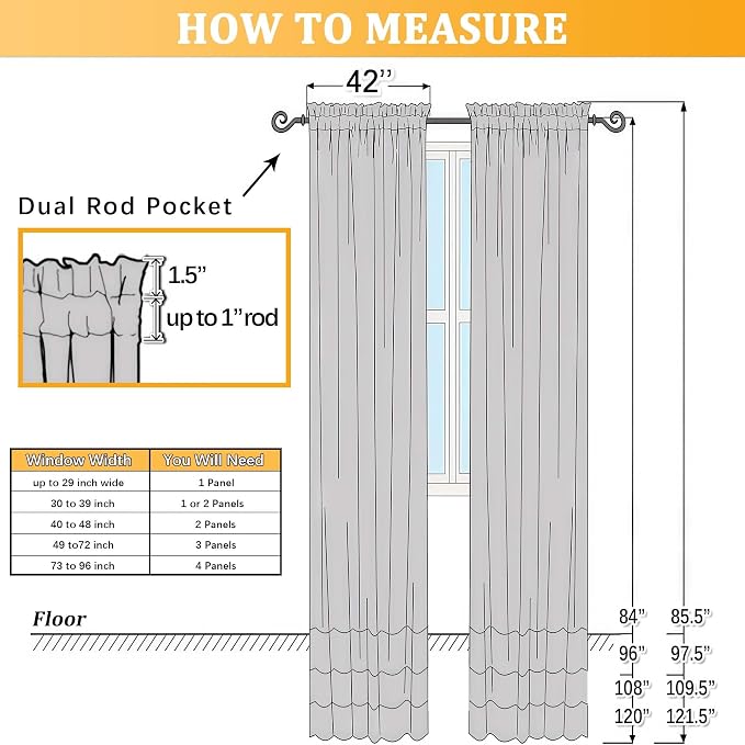 Gwine Sheer Curtains 2 Panels Set - Image 9
