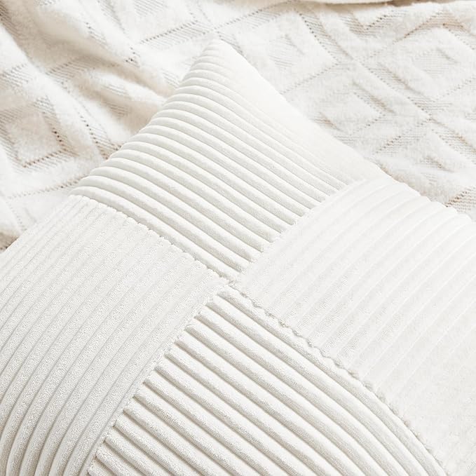 Fancy Homi 2 Packs Cream White Euro Decorative Throw Pillow Covers 26x26 Inch - Image 3