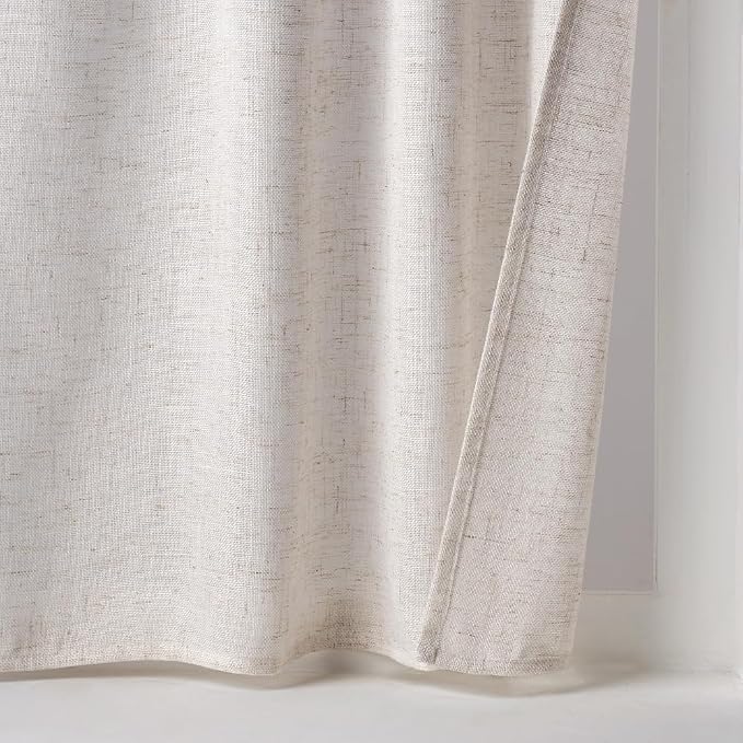 MIULEE Kitchen Curtain 24 Inch Long 2 Panels Natural Linen White Farmhouse | - Image 7