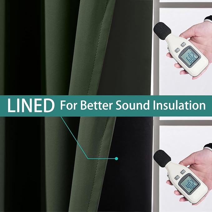 Yakamok Greyish Green 100% Blackout Curtains 84 Inches Long 52" Wide, 2 Thick - Image 5