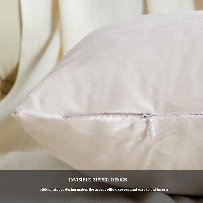 GIGIZAZA Velvet Pillow Covers 20x20: Pack of 2 Throw Pillows Soft Solid Covers - Image 4