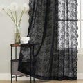 YJ YANJUN Vintage Lace Curtains 72 inch Length Goth Black Floral Sheer by YJYANJUN