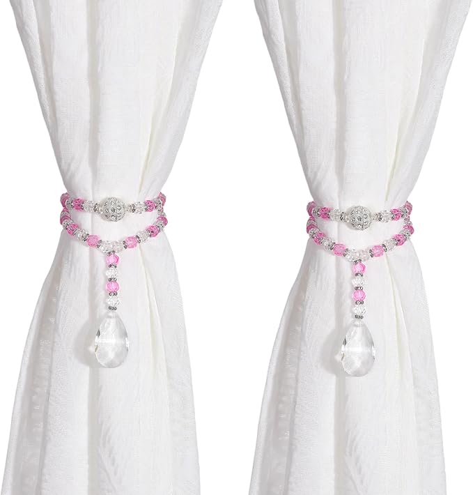 SUQ I OME 1 Pair of Luxury Crystal Beaded Magnetic Curtain Tieback and Holdback - Image 8