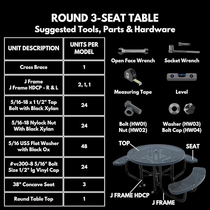 Heavy-Duty Portable Outdoor Picnic Table with Umbrella Hole, Expanded Metal Patio Dining Furniture Made in America (46" Round Top, Textured Copper)