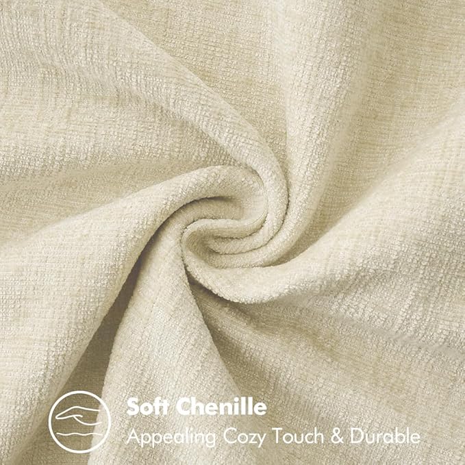 MIULEE Pack of 2 Christmas Pillow Covers 18x18 Inch Cream White Farmhouse Decorative Throw Pillow Covers with Stitched Edge Soft Chenille Solid Dyed Couch Pillow Covers for Sofa Bed Living Room