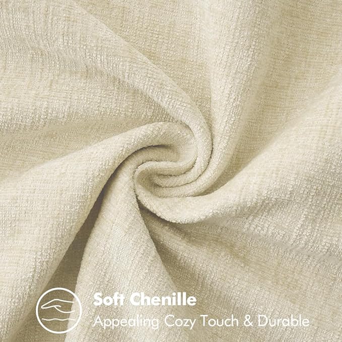 MIULEE Pack of 2 Christmas Pillow Covers 16x16 Inch Cream White Farmhouse Decorative Throw Pillow Covers with Stitched Edge Soft Chenille Solid Dyed Couch Pillow Covers for Sofa Bed Living Room