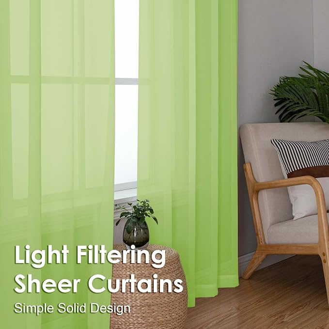 OVZME Sheer Curtains 84 Inches Long 2 Panels Set, Light Filtering Transparent - Image 6
