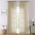 Lecloud Taupe Sheer Curtains 120 Inches Long 2 Panels Set, Rod Pockets Light by Lecloud