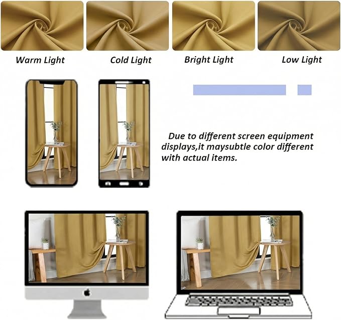 Simplebrand Ava Bright Gold Short 36 Inches Blackout Curtain 2 Panels Set - Image 8