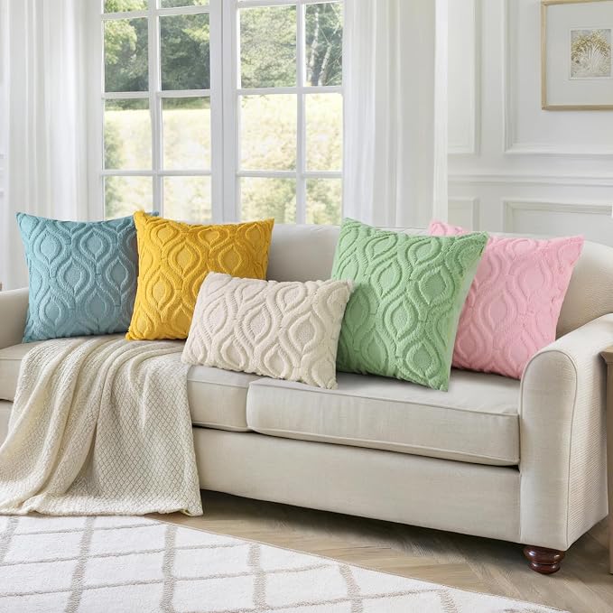 decorUhome Throw Pillow Covers 12x20 Inch Set of 2, Soft Plush Faux Wool Blue - Image 8