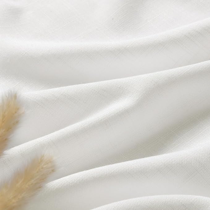 Off White Curtains 95 Inches Long 2 Panels Back Tab Sheer Linen Curtain Modern - Image 5