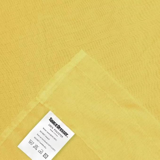SpaceDresser Yellow Sheer Curtains 4 Panels Rod Pocket Semi-Sheer Curtain 54 - Image 6