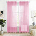 SpaceDresser Check Sheer Curtains 63 Inches 2 Panels Set, Rod Pocket Plaid by SpaceDresser