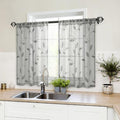 HOMEIDEAS Grey Sheer Kitchen Curtains 30 X 36 Inch Length 2 Panels Embroidered by HOMEIDEAS